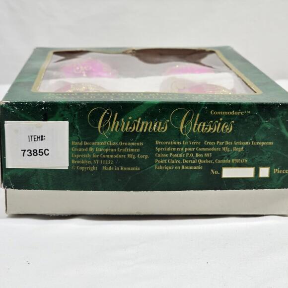 Vintage Christmas Classics Hand Decorated Glass Ornaments Two Gloss & Two Matte - Picture 5 of 8